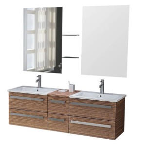 Jet-Line Badset Zürich II 150 cm in Zebra/Holzoptik Dunkel mit Spiegeln.