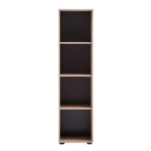 Schildmeyer Regal Arezzo Eiche mit 4 offenen Fächern. Helles Holz-Finish, dunkle Rückwände. Ideal für Ordner.
