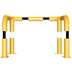 Schake Rammschutzbügel, gelb-schwarz, aufdübelbar, 1000x650 mm, für Baugeräte.