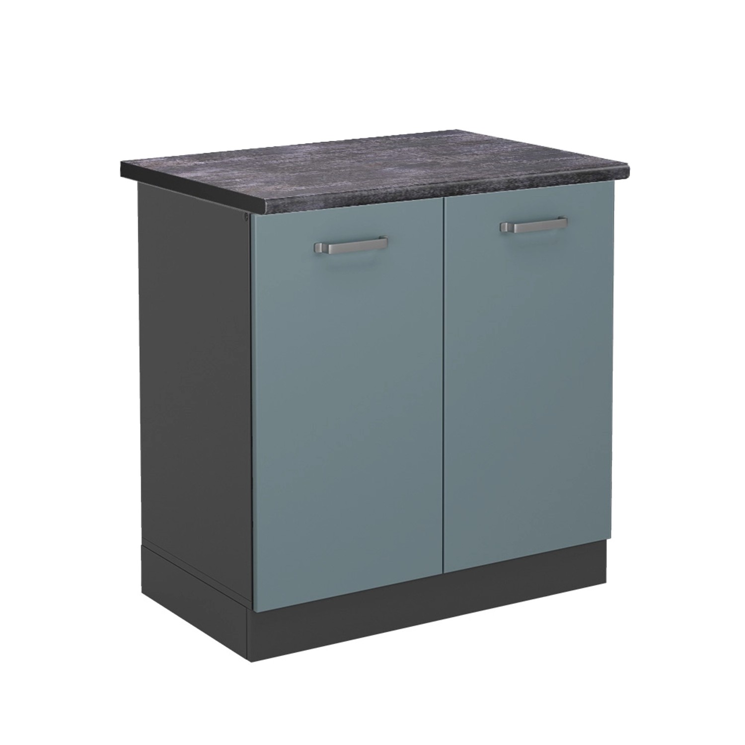 Vicco Spülenunterschrank R-Line Blau-Grau/Anthrazit 80 cm AP Anthrazit günstig online kaufen