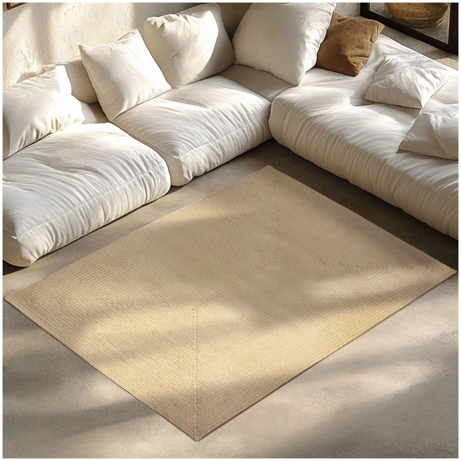 Tectake Geflochtener Teppich Vibe Verschiedene Größen Boho Stil  Für In  und Outdoor 120 x 170 cm 170 x 120 x 0 50 cm Braun