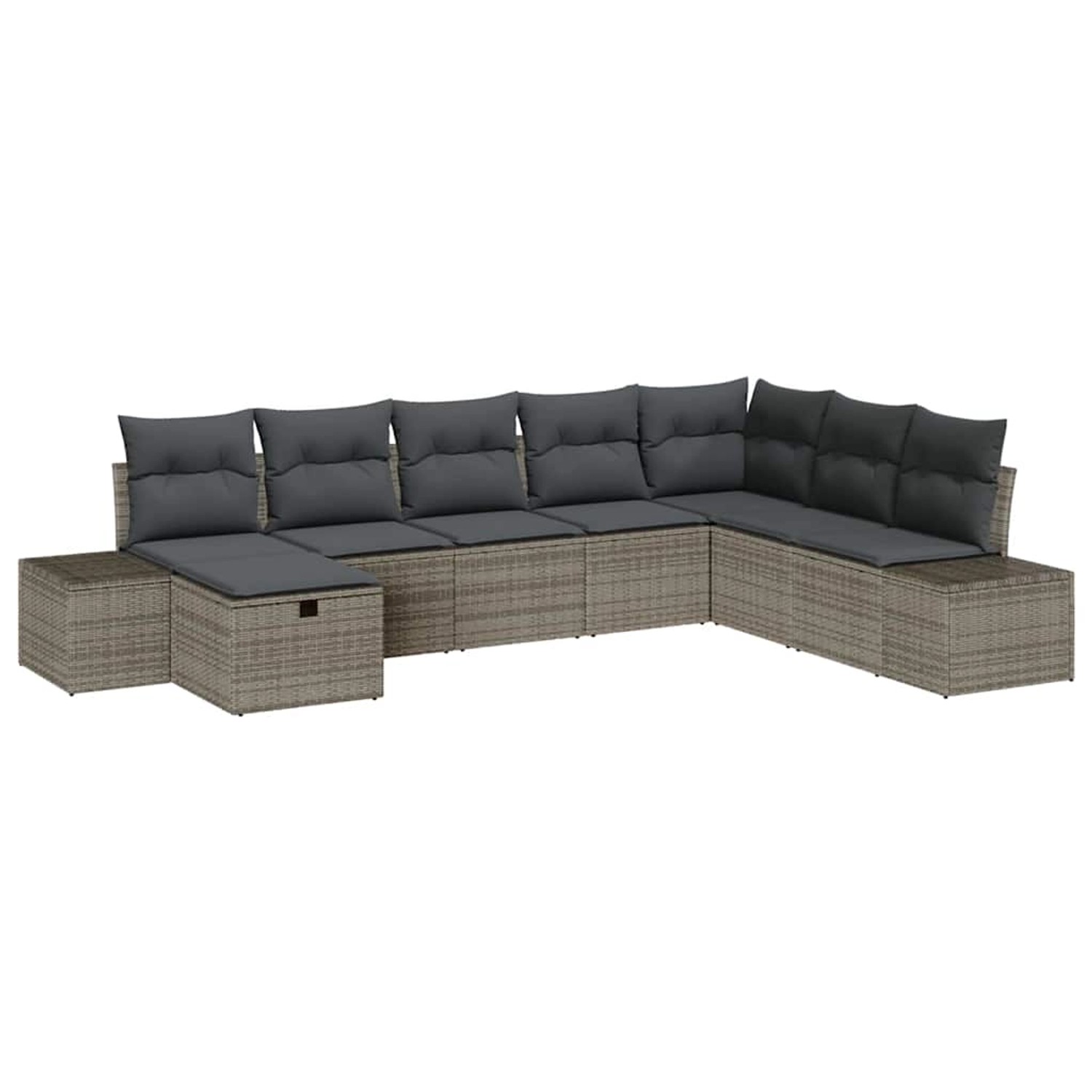 vidaXL Garten-Sofa-Set mit Kissen 8-Tlg Grau Poly Rattan 3359428 günstig online kaufen