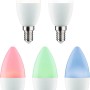 Paulmann E14 LED Leuchtmittel Kerzenform, 5er Set mit Farbwechsel und warmweißem Licht.