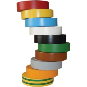 Hellermann VDE-Isolierbänder, 10 farblich sortierte Rollen PVC-Band.