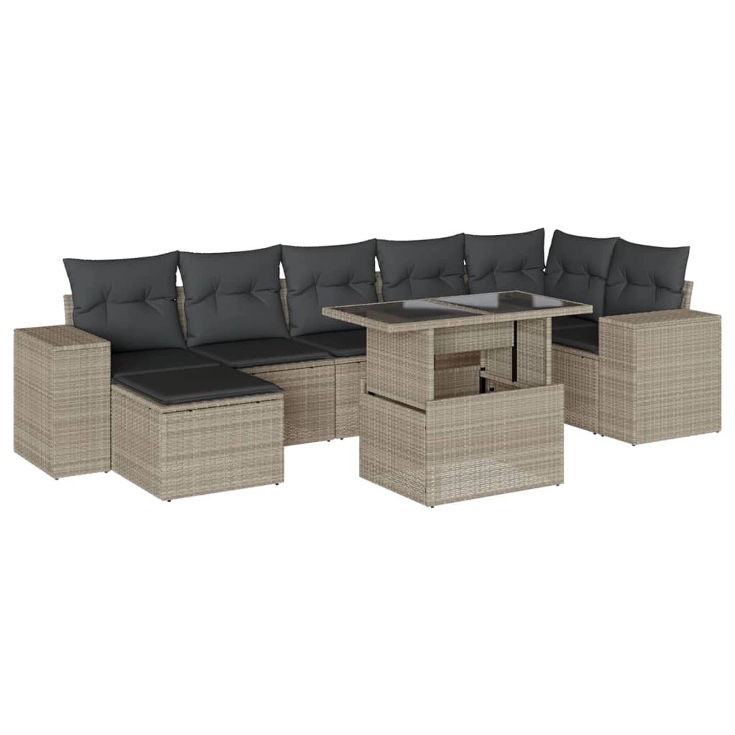 vidaXL 8-Tlg Garten-Sofagarnitur mit Kissen Hellgrau Poly Rattan 3269322 günstig online kaufen