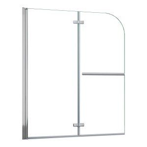 AICA Badewannenfaltwand, 120x140cm, mit 6mm ESG Glas und Handtuchhalter.