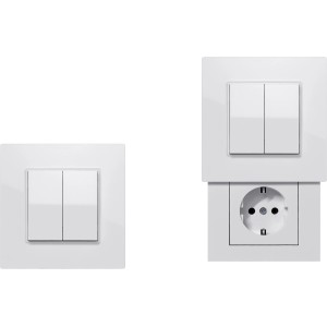 Versteckdose mit Friends of Hue Schalter, reinweiß, für Smart Home Beleuchtung.