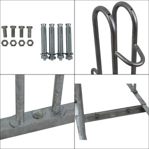 Detailansicht: TRUTZHOLM Fahrradständer für 6 Fahrräder, Stahl, mit Schrauben und Dübeln.