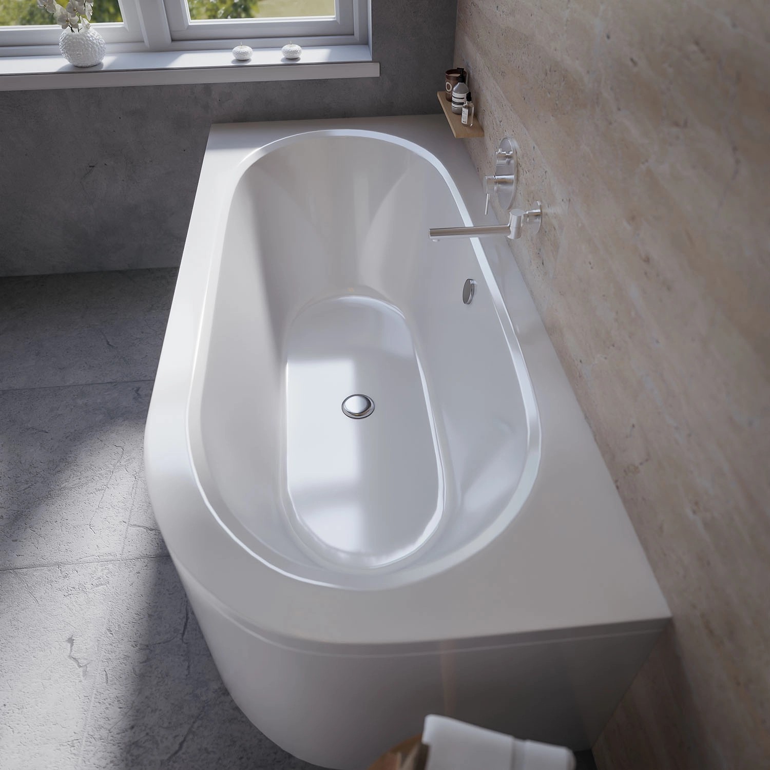 Bad Land Badewanne Eckwanne AVITA 170x75 Links Mit AcrylSchürze Ablauf Füße_7