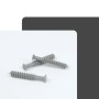 Vier graue Schraubdübel für Dalsys Übergangsprofile. Unsichtbares Befestigungsmaterial für Laminat, Vinyl und Parkett.
