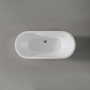 Draufsicht: Freistehende, glänzend weiße Acryl Badewanne ROMA PLUS 2.0, ovale Form.