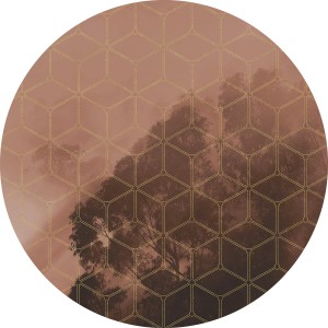 Selbstklebende Komar Vliesfototapete Dot New Morning, Ø 125 cm, mit Baum-Motiv und geometrischem Muster.