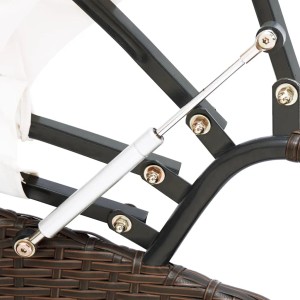 Detailaufnahme: Mechanismus des braunen vidaXL Outdoor-Loungebett mit Dach.
