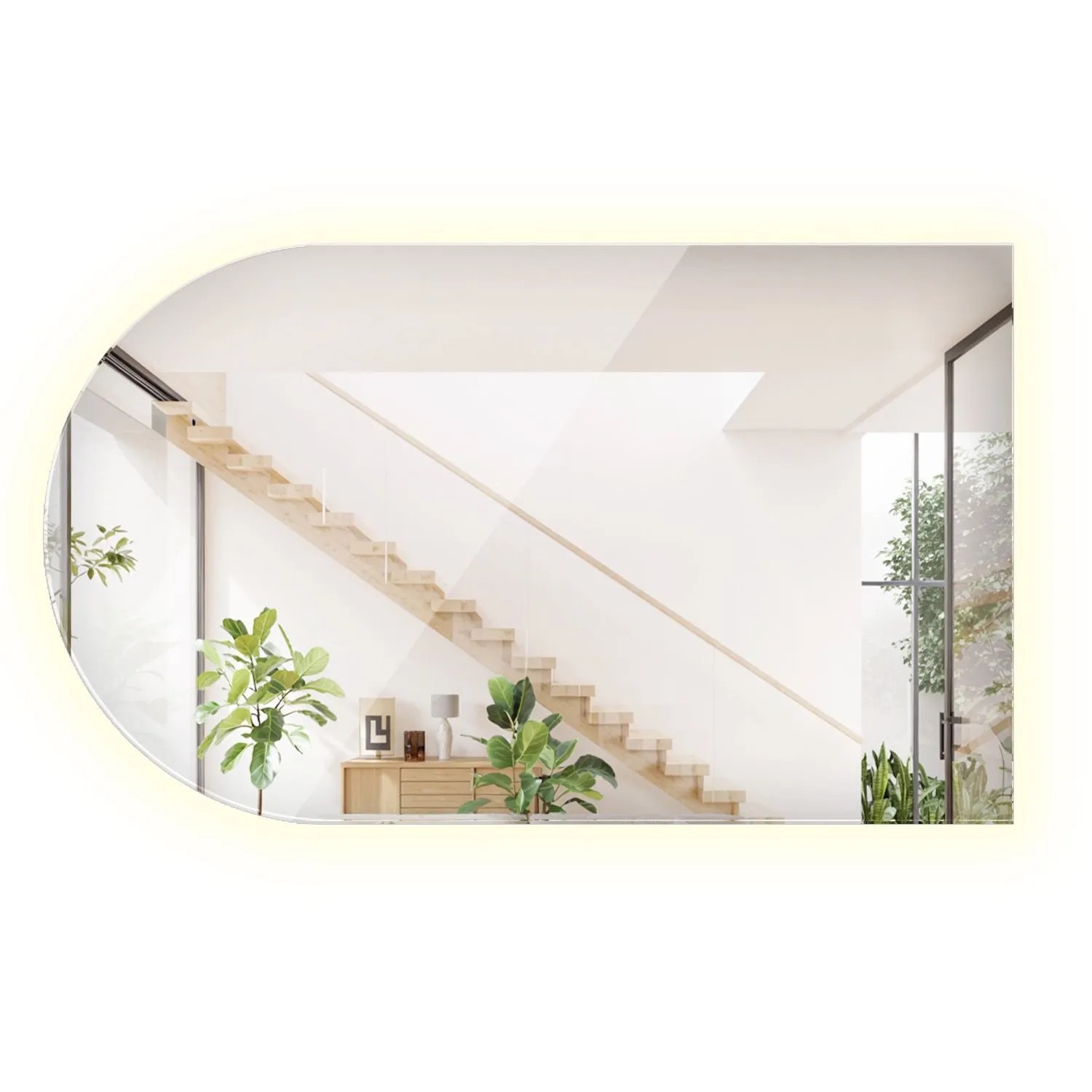 Wallfluent Ovaler LED Lichtspiegel 58x100 cm Mit Neutralweiß 4000K Beleuchtung Für Bad Und Wohnzimmer