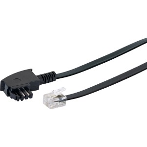 Schwaiger Telefonkabel, 6 m, schwarz, mit TAE-N- und RJ11-Stecker für Antennen-Zubehör.