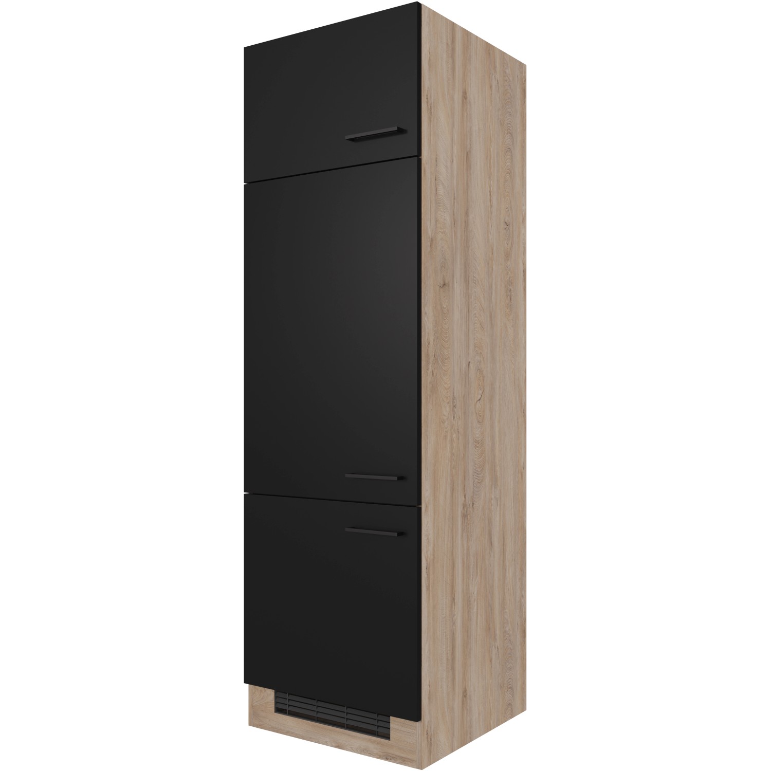 Flex-Well Exclusiv Geräteumbauschrank Capri 60 cm Schwarz Matt-Endgrain Oak