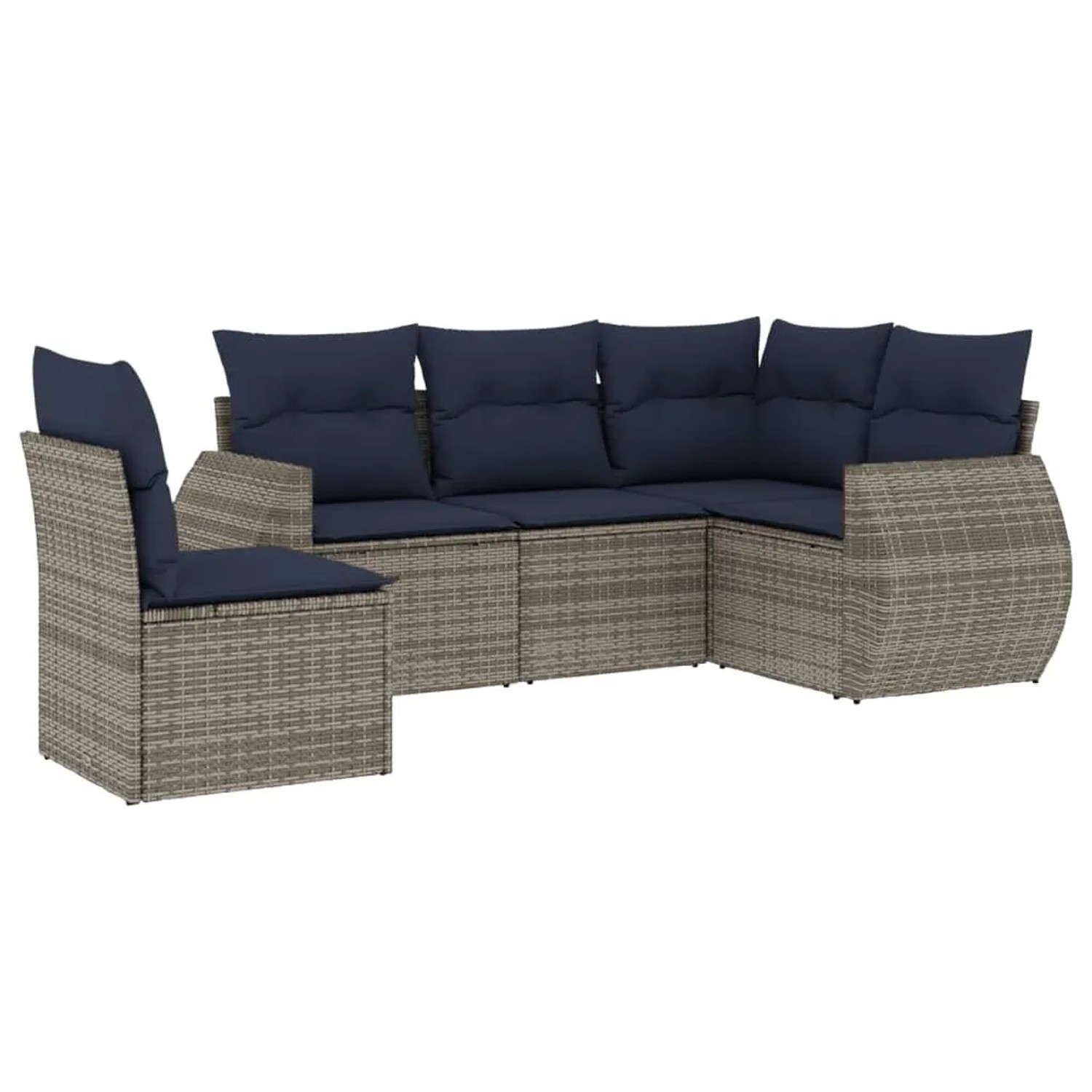 vidaXL 5-Tlg Gartensofa-Set mit Kissen Grau Polyrattan 3221370 günstig online kaufen