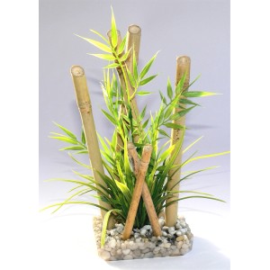 Künstliche Bamboo Aquariumpflanze, 25 cm hoch, für die Dekoration von Aquarien und Terrarien.