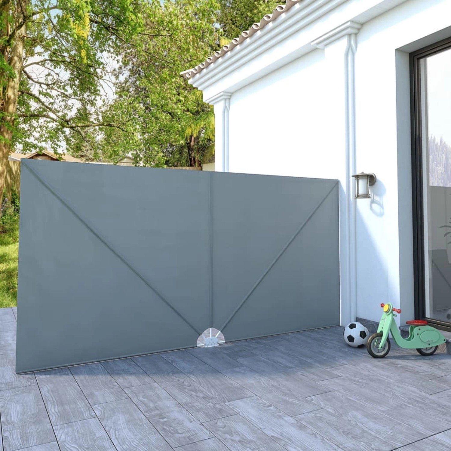 furnicato Faltbarer Terrassen-Seitenfächer Grau 400×200 cm günstig online kaufen