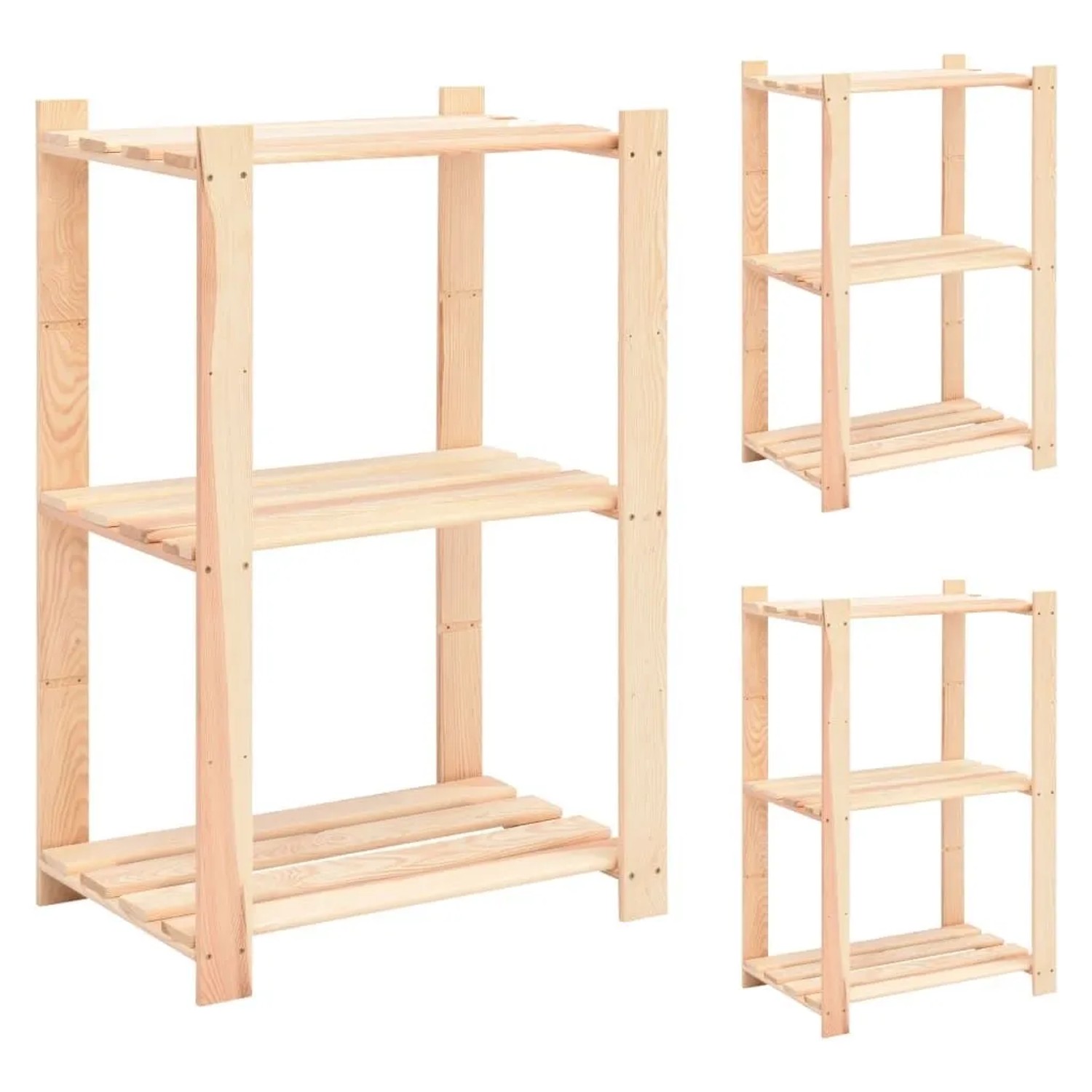 vidaXL Lagerregale 3 Böden 3 Stk 60x38x90cm Massivholz Kiefer 150kg 3051122