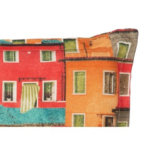 Beo Sitzauflage Niedriglehner Tours 4er-Set mit farbenfrohem Hausdesign.