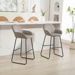 HOMCOM Barhocker 2er Set Gepolstert Barstuhl für Küche Wohnzimmer Grau