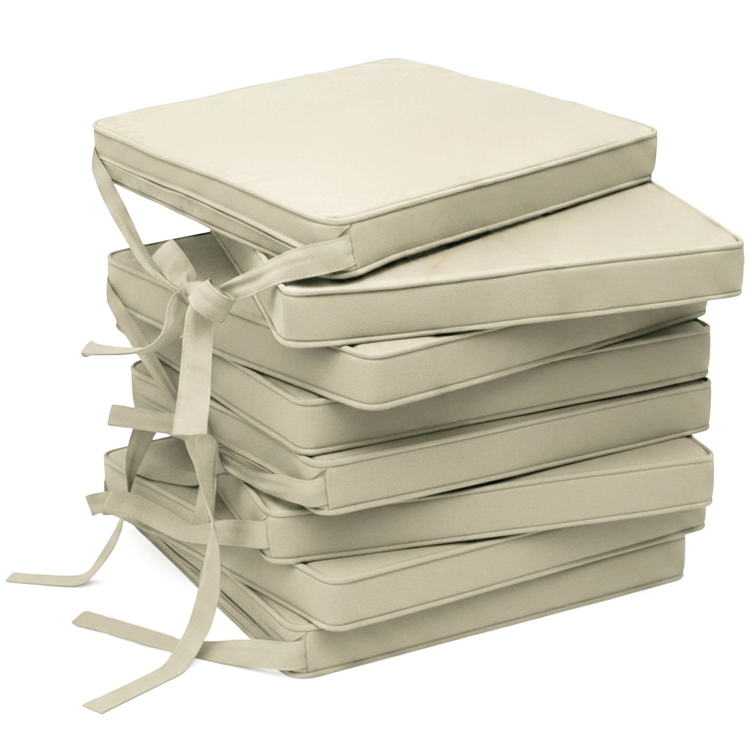 Beautissu 8er Set Loft SK Stuhlkissen 45x40 cm mit Bändern Rutschfest Natur