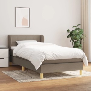 vidaXL Boxspringbett, taupefarben, 80x200 cm, Stoffbett mit Matratze und Kopfteil.