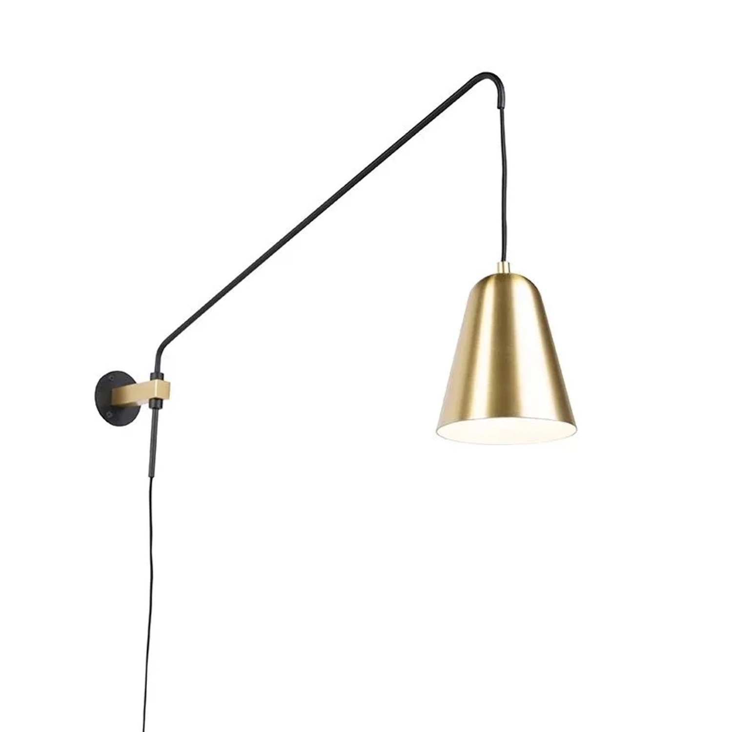 QAZQA Retro Wandleuchte Gold   Messing mit Schirm Demi