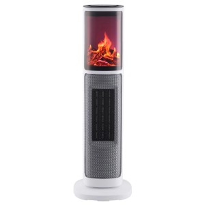 Weißer TroniTechnik Turmheizer mit Flammeneffekt, 2000W, Keramik Heizgerät.