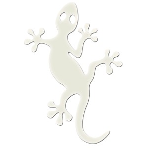 Chromfarbener Gecko Aufkleber für die Außendekoration mit 3D-Effekt.
