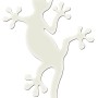 Chromfarbener Gecko Aufkleber für die Außendekoration mit 3D-Effekt.