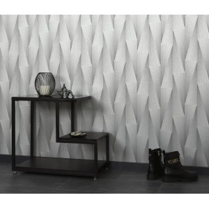 Erismann Vliestapete Fashion for Walls Shift hellgrau mit grafischer 3D-Optik.