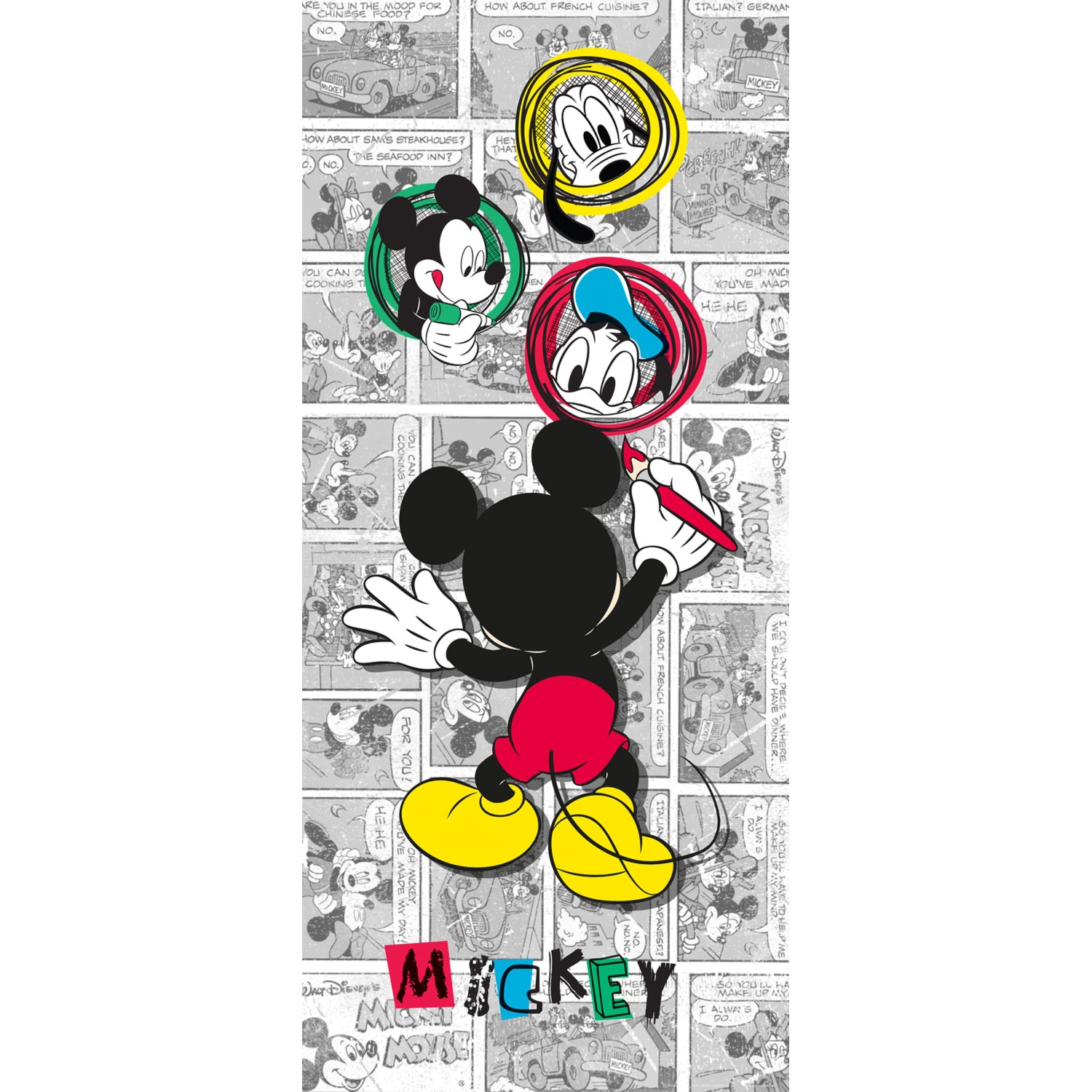 Disney Poster Micky Maus Grau Gelb und Rot 90 x 202 cm 600763 günstig online kaufen