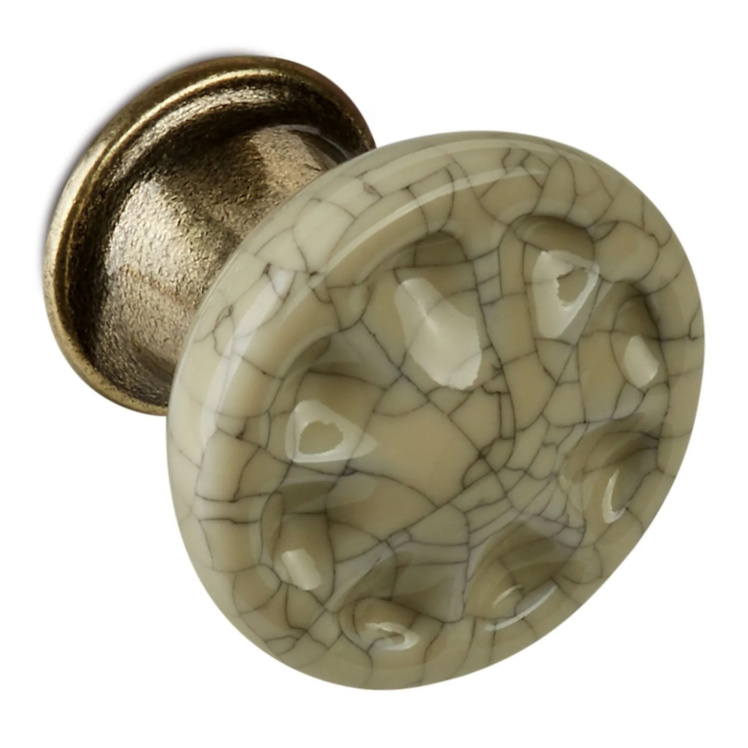 SOTECH Porzellanknopf META Ø33 mm Messing Antik Krakeliert
