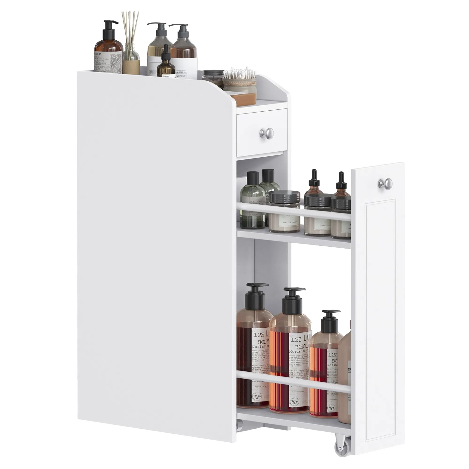 Songmics Badezimmerschrank Siren mit 2 Schubladen Weiß günstig online kaufen