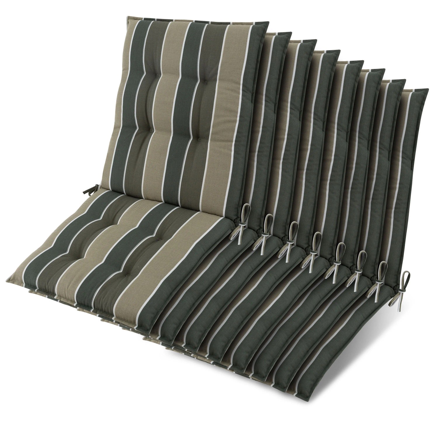 Beautissu 8x Niederlehner Sun-NL Auflage 105x50x8cm Grün-Gestreift