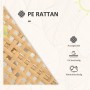 Detailaufnahme: Gelbes PE Rattan Geflecht, handgeflochten, UV- und wetterbeständig für Gartenmöbel.