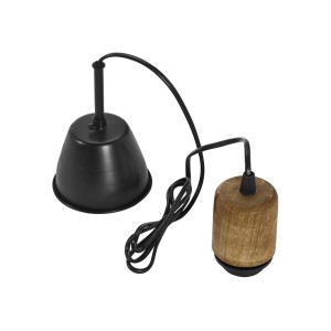 PR Home Estrid Pendelleuchte mit schwarzem Schirm und Holzelement.