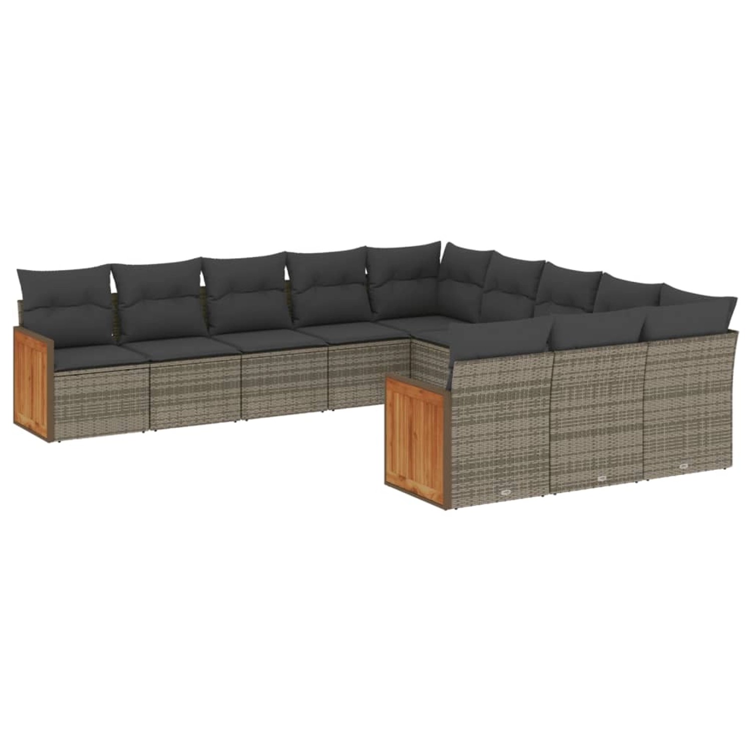 vidaXL 11-Tlg Garten-Sofagarnitur mit Kissen Grau Poly Rattan 3228111 günstig online kaufen