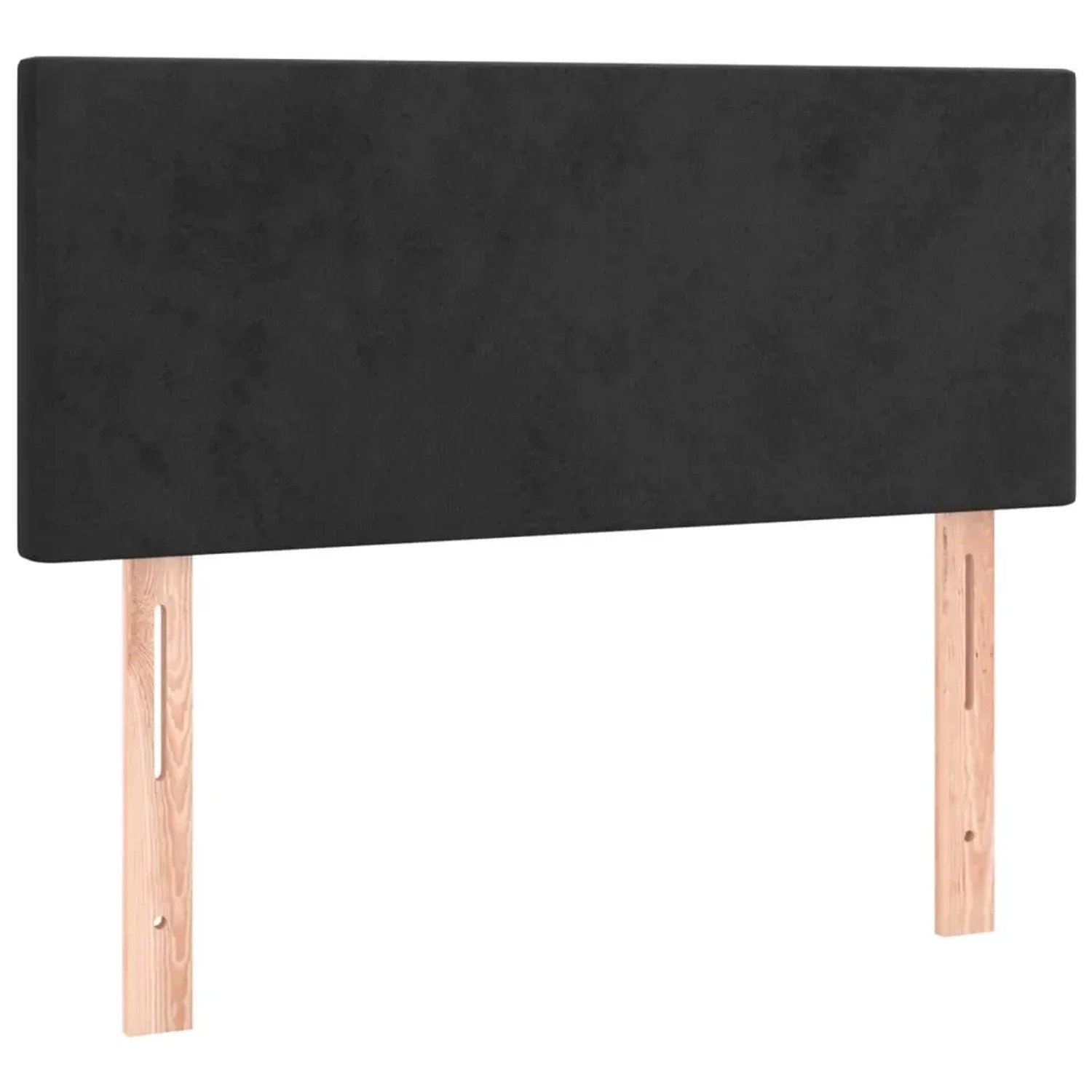Schwarzes vidaXL Boxspringbett Kopfteil aus Samt mit Holzfüßen, 80x200 cm.