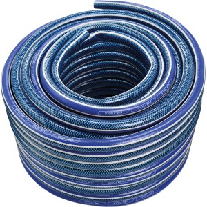 Aufgerollter, blauer LUX Gartenschlauch 19 mm (3/4) mit 50 m Länge.