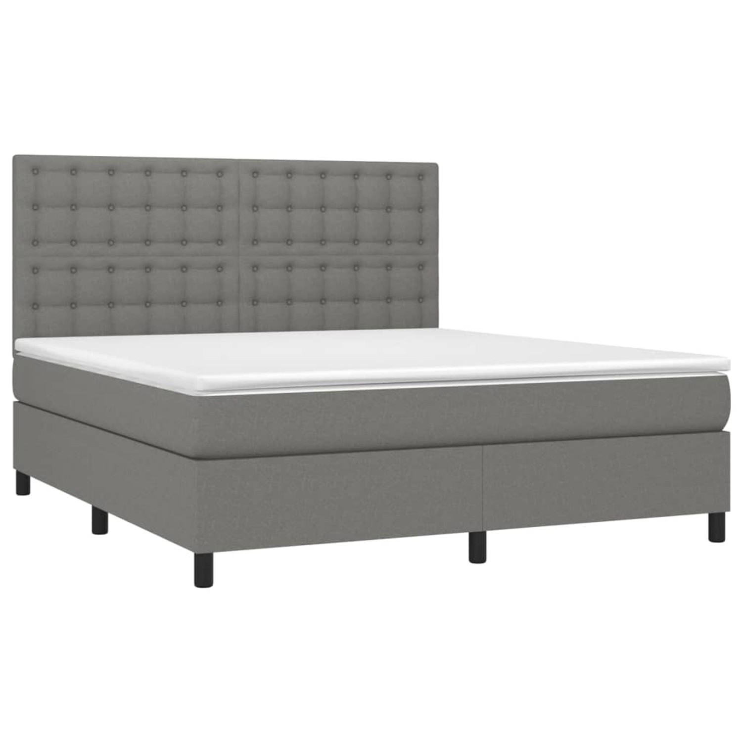 vidaXL Boxspringbett mit Matratze & LED Dunkelgrau 180x200 cm Stoff 3135214 günstig online kaufen