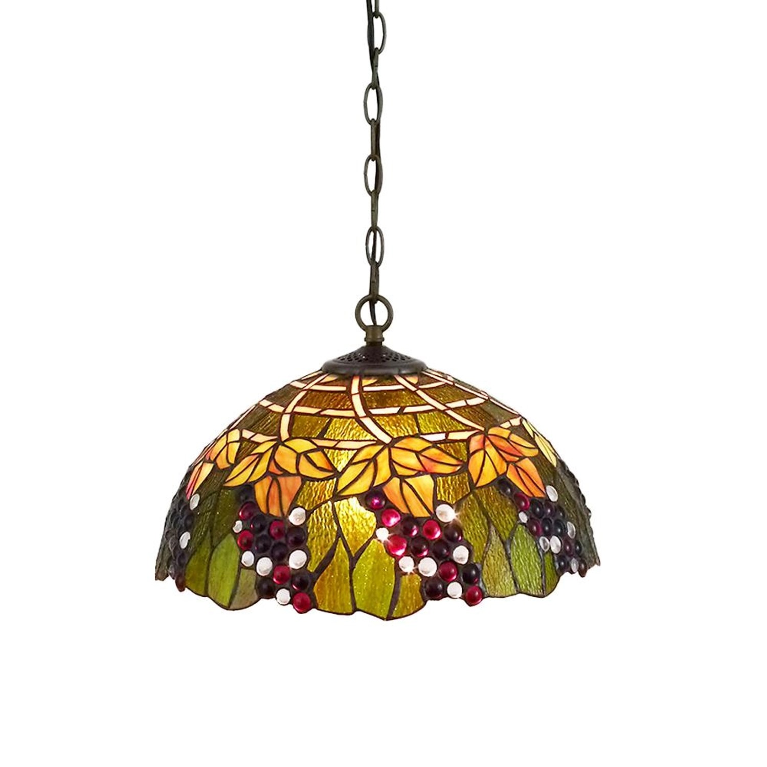 Dapo Decken Pendelleuchte Tiffany Corina 1-Flammig 42cm E27 Metall Glas IP2 günstig online kaufen