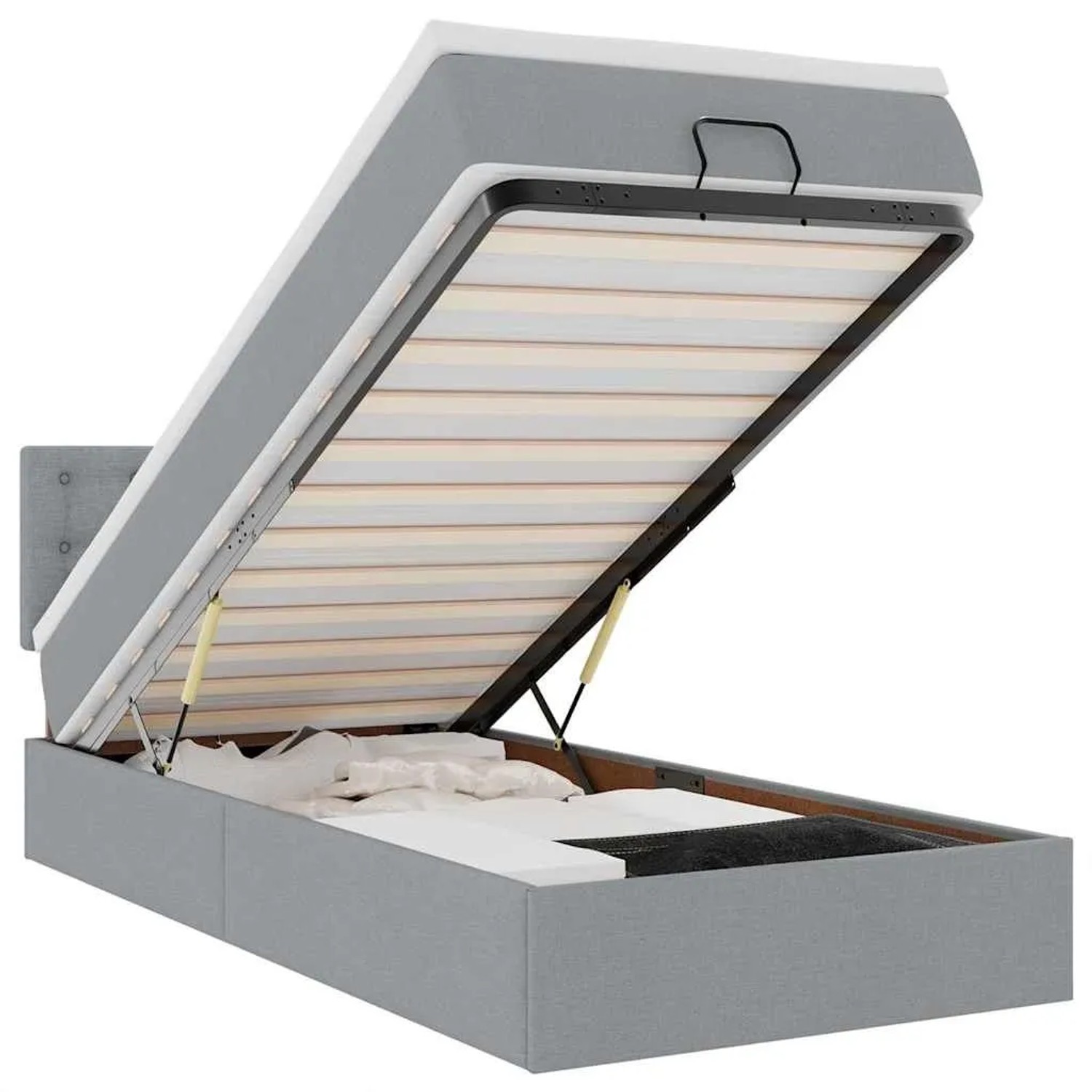 vidaXL Ottoman-Bett mit Matratze Hellgrau 90x190 cm Stoff 3311587