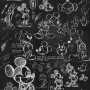Komar Fototapete Vlies Mickey Mouse Kreide-Design, 120x200cm, Skizzen auf Tafeloptik.
