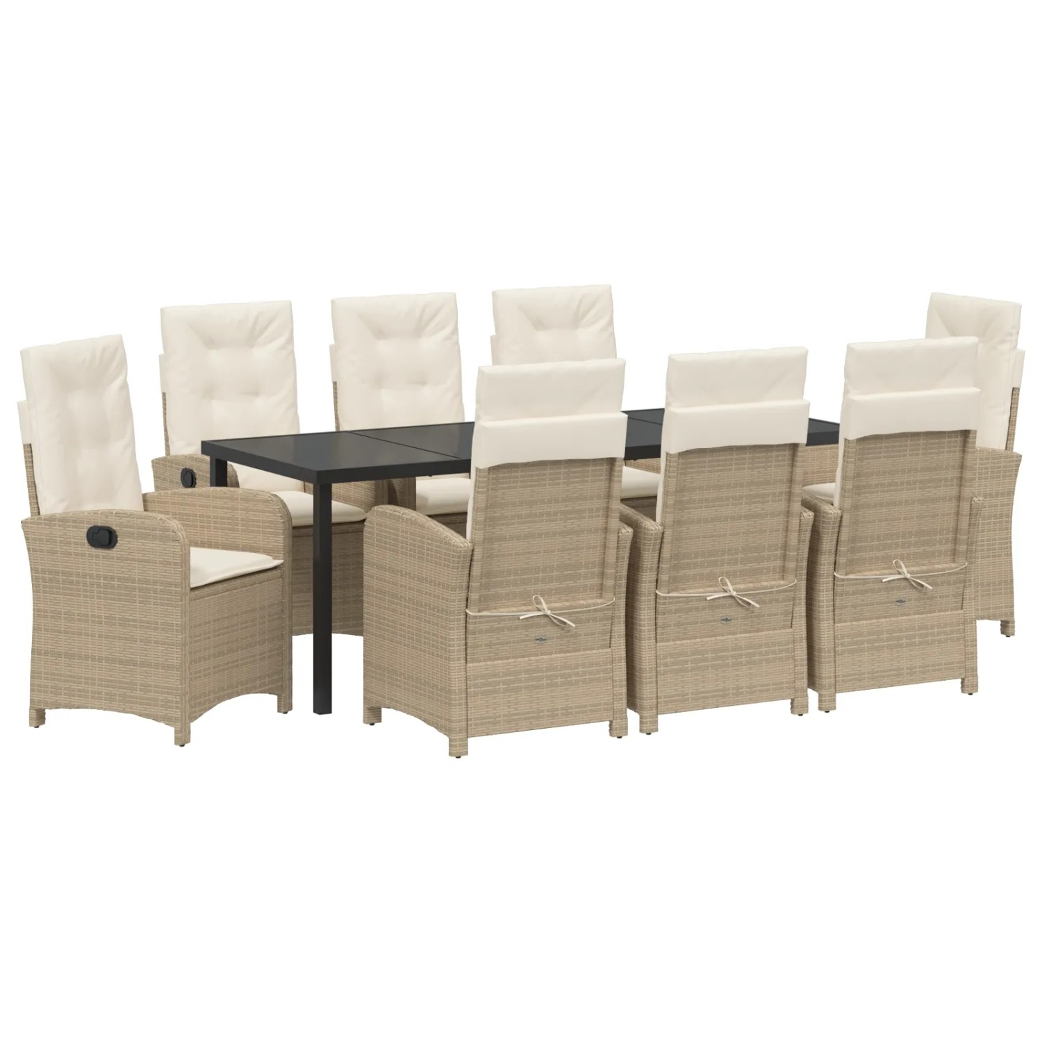 vidaXL Garten Essgruppe 9-Tlg Beige Poly Rattan 3380287