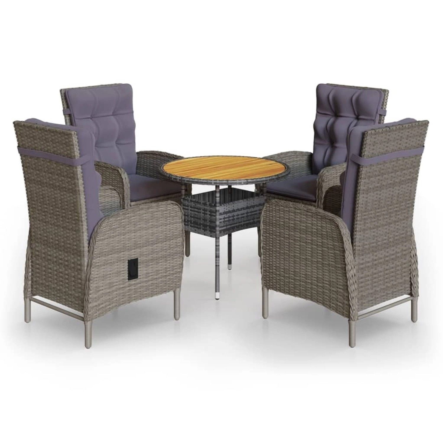 vidaXL 5-Tlg Garten-Bistro-Set Poly Rattan Grau 3058551