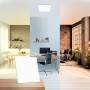 Ledvance Planon Sun@Home LED Deckenleuchte 60x60 cm in verschiedenen Wohnbereichen.