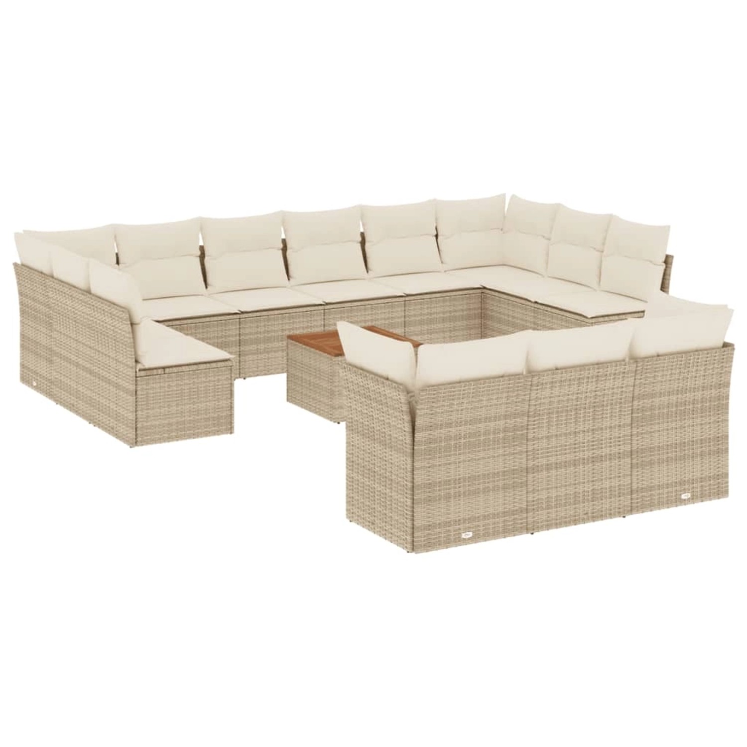 vidaXL 14-Tlg Garten-Sofagarnitur mit Kissen Beige Poly Rattan 3223923 günstig online kaufen
